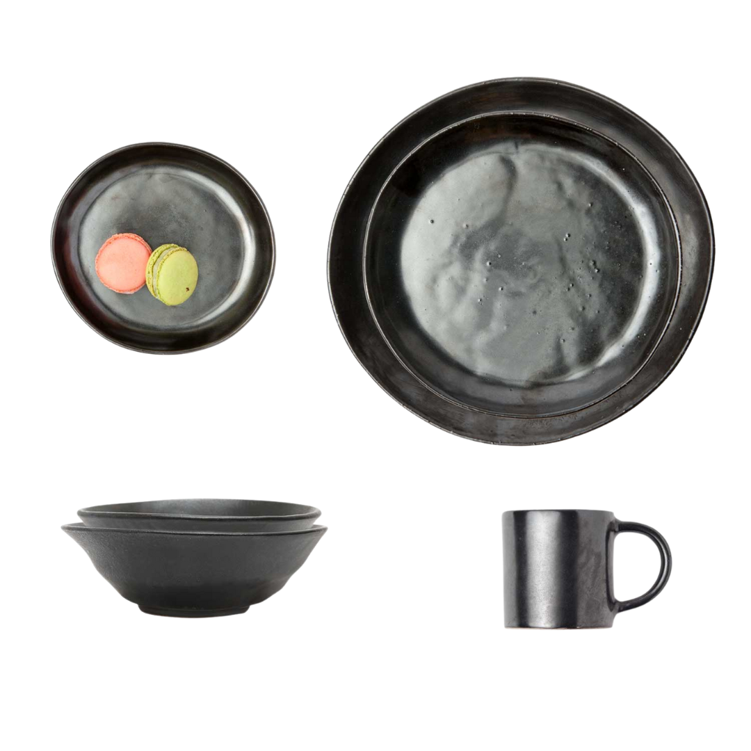 Marcus Pack-4 Black Glaze Cereal/Ice Cream Bowl - Thumbnail 2