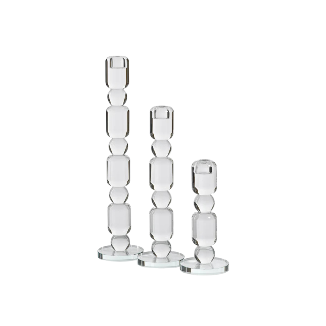 Luisa Crystal Glass Taper Holder 7.75" Small - Thumbnail 2