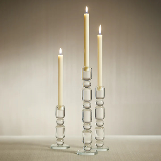 Luisa Crystal Glass Taper Holder 15"  Tall
