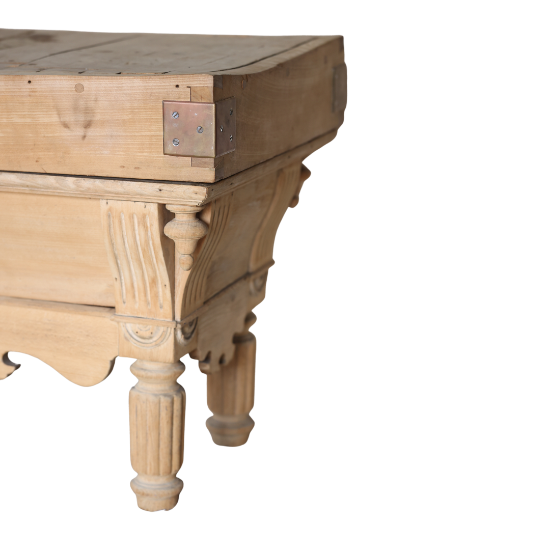 Antique Long Butcher Block Table - Thumbnail 2