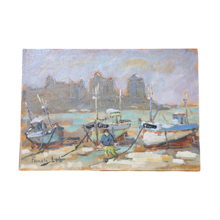 20th Century French Fishermen Painting
