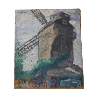 Mid 20th Century French Windmill Painting
