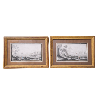 19th Century French Small Coastal Engraving (Set of 2)
