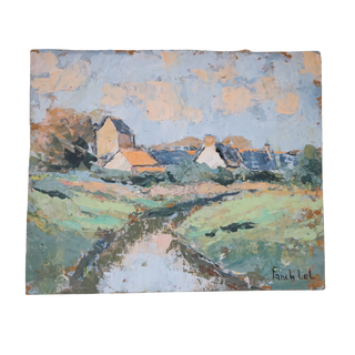 20th Century French Village Breton Painting
