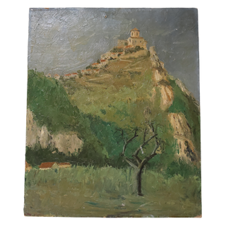 Mid 20th Century Italian Mountainside Village Painting
