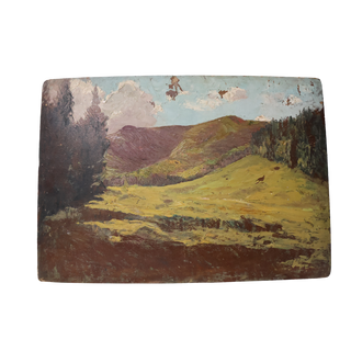 Mid 20th Century French Mountain Meadow Painting
