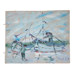 20th Century French Sinking Boat Painting
