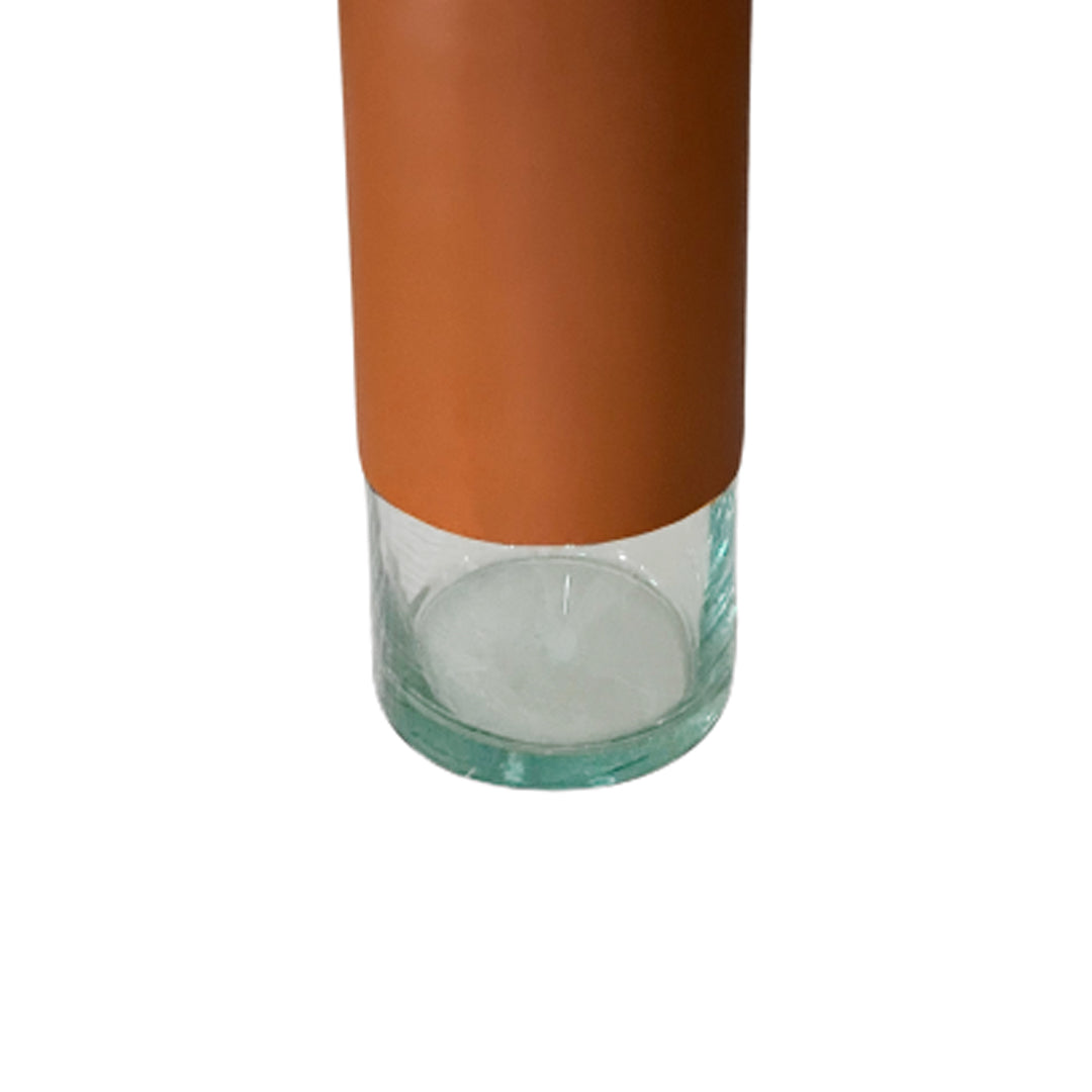 Glass Vase with Leather