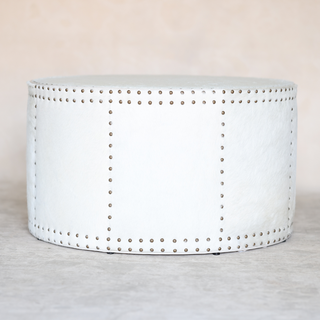 Oliver Leather Drum Ottoman (Natural) by Lee Industries
