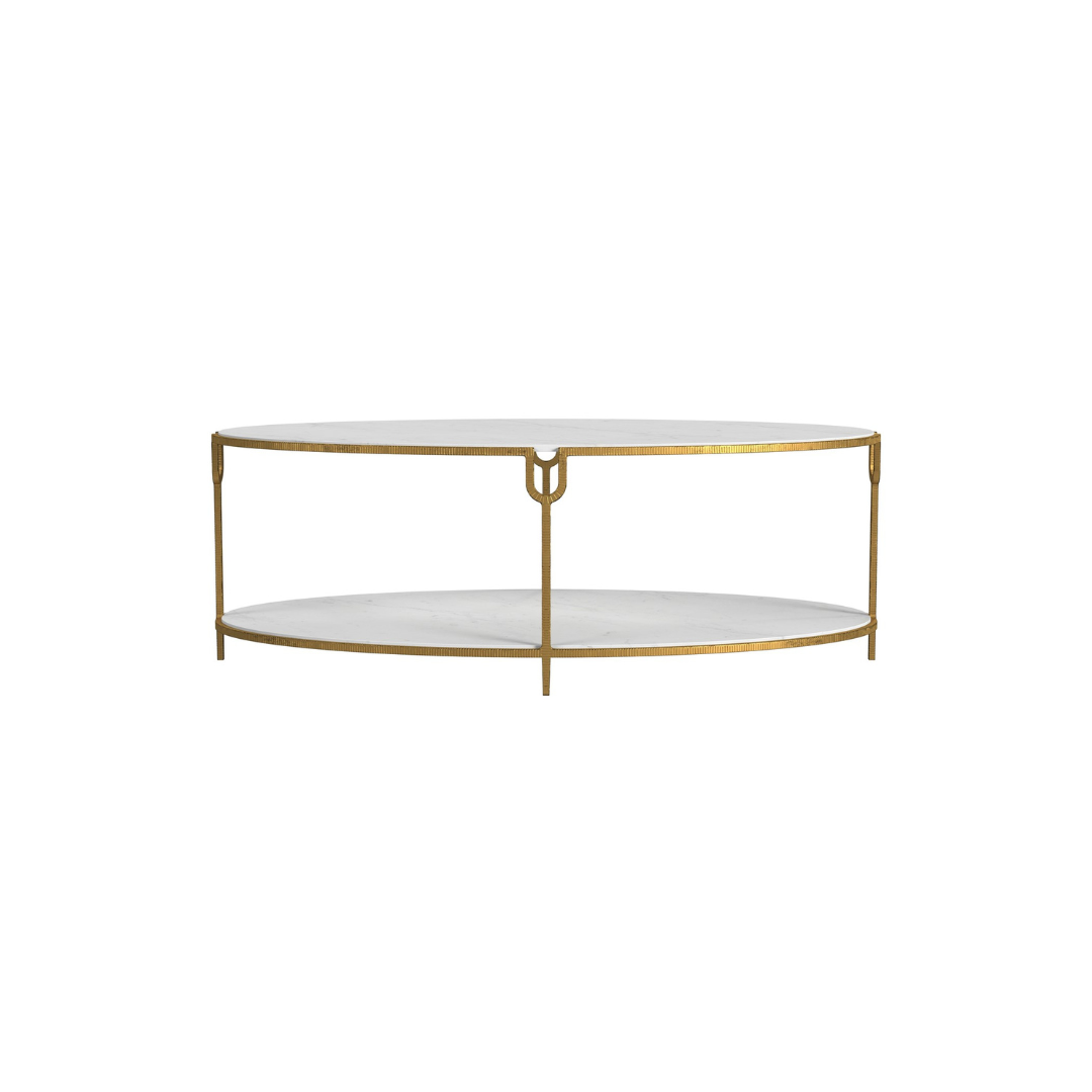 Iron and Stone Oval Coffee Table