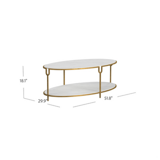 Iron and Stone Oval Coffee Table
