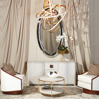 Iron and Stone Oval Coffee Table
