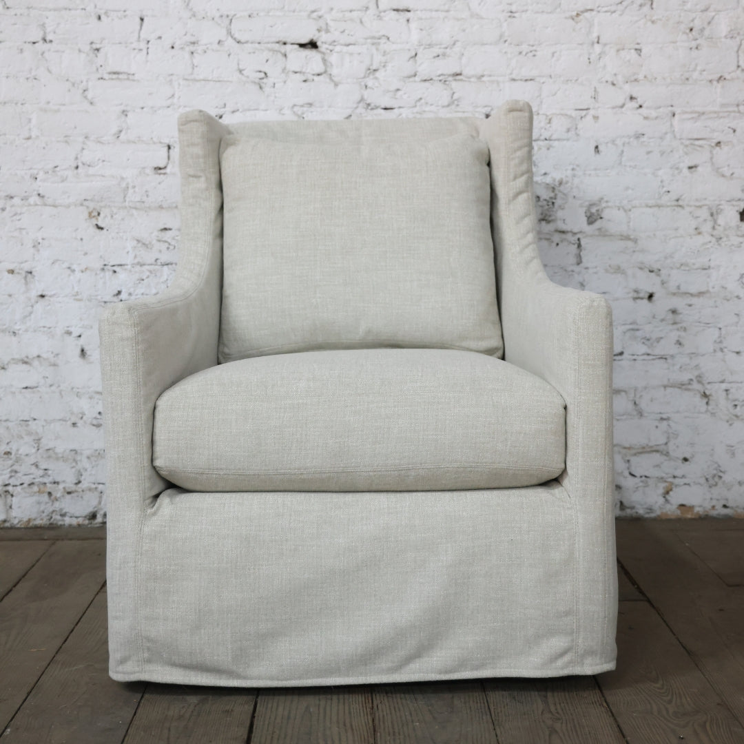 Lotus Outdoor Slipcovered Swivel Chair - Thumbnail 3