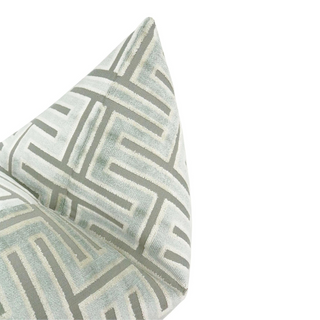 Grecian Cut Velvet Spa Blue Pillow
