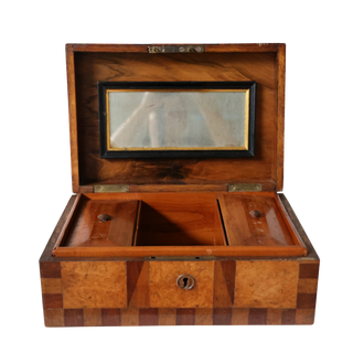 19th Century French Inlaid Oak Tea Box
