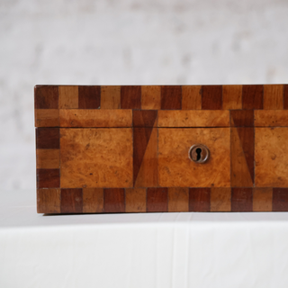 19th Century French Inlaid Oak Tea Box
