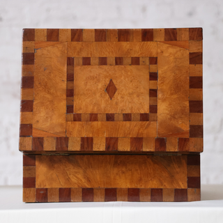 19th Century French Inlaid Oak Tea Box

