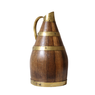 19th Century Brass and Oak Normandy Cider Jug (Tall)
