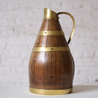 19th Century Brass and Oak Normandy Cider Jug (Tall)
