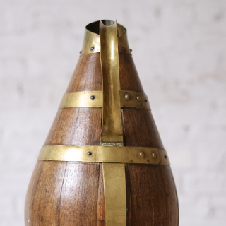 19th Century Brass and Oak Normandy Cider Jug (Tall)
