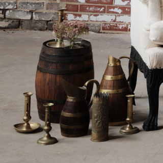 19th Century Brass and Oak Normandy Cider Jug (Tall)
