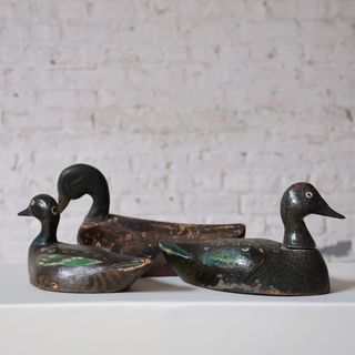 19th Century French Handcarved Wooden Duck Decoys (Set of 4)
