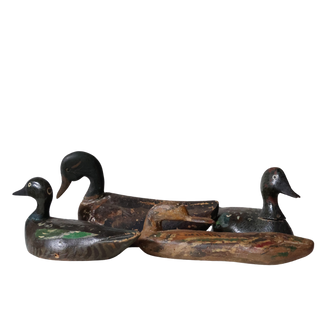 19th Century French Handcarved Wooden Duck Decoys (Set of 4)
