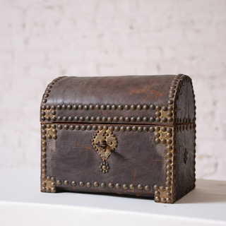 19th Century Spanish Leather Studded Box
