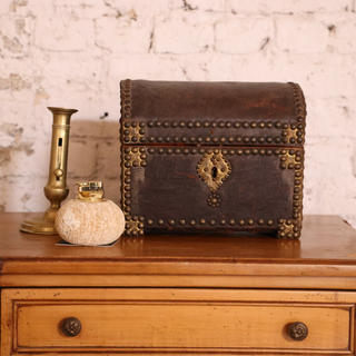 19th Century Spanish Leather Studded Box
