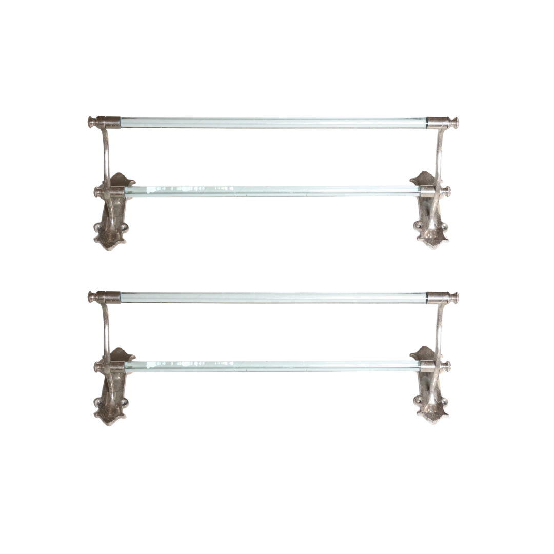 20th Century French Glass & Metal Towel Holder