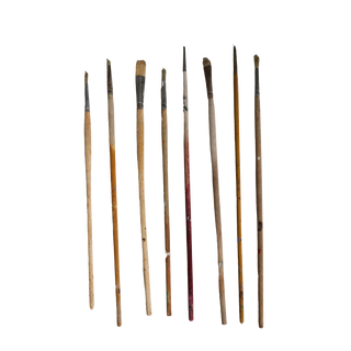 Early 20th Century French Skinny Paint Brushes (Set of 8)
