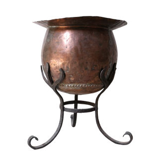 19th Century French Copper Planter on Iron Base
