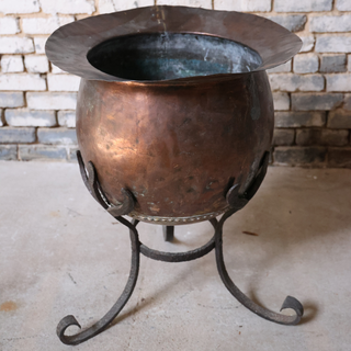19th Century French Copper Planter on Iron Base
