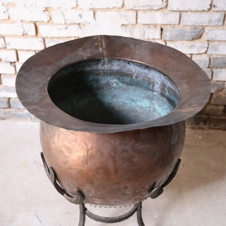 19th Century French Copper Planter on Iron Base
