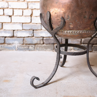 19th Century French Copper Planter on Iron Base
