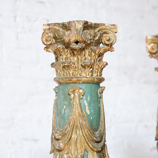 18th Century Painted and Parcel Gilt Columns (Set of 2)
