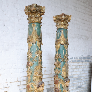 18th Century Painted and Parcel Gilt Columns (Set of 2)
