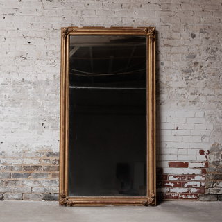 18th Century French Giltwood Trumeau Mirror with Original Mercury Glass
