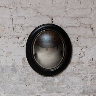 Mid Century Medium Black Convex Witch Mirror (B)

