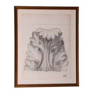 20th Century French Graphite Acanthus Drawing (B)
