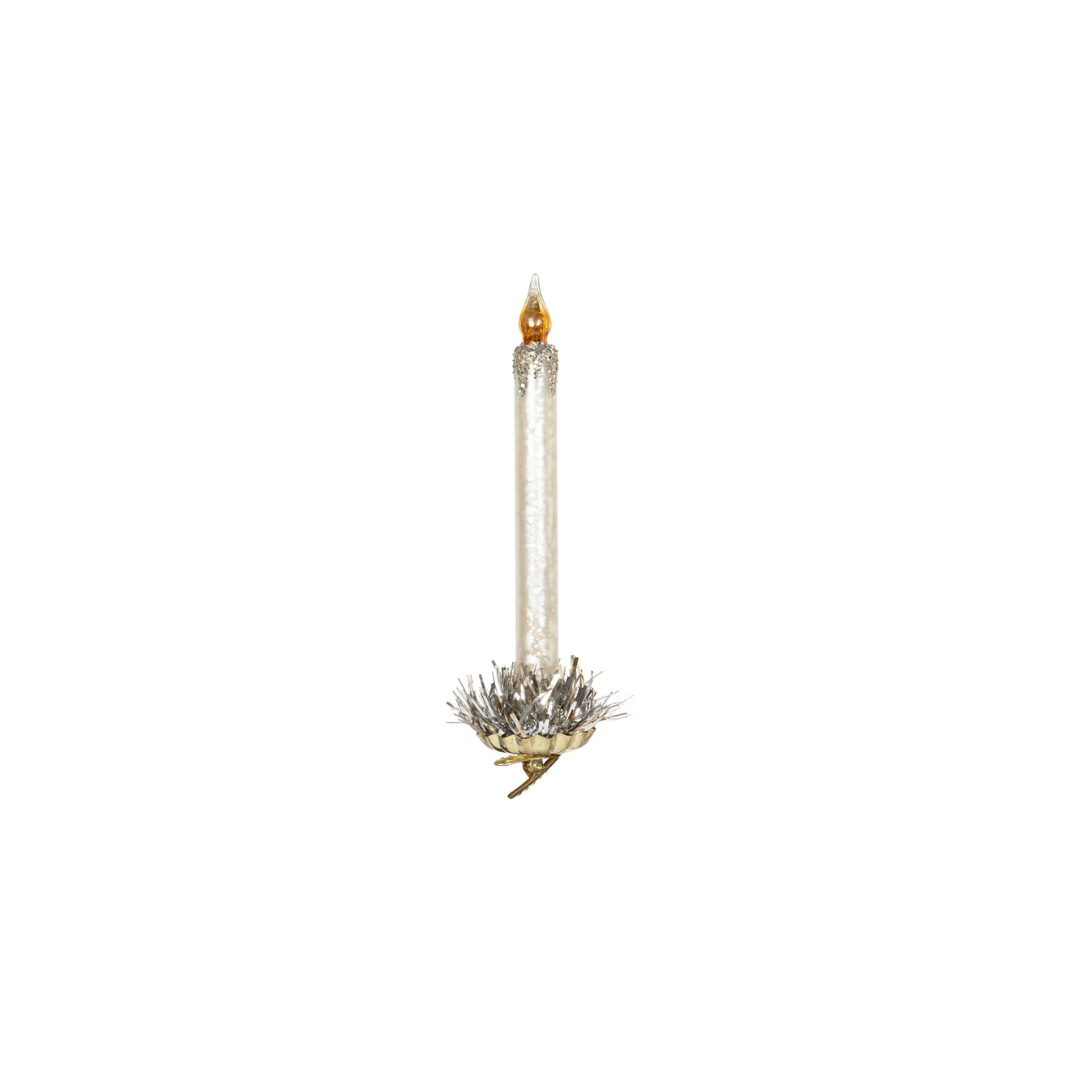 Frosted Ivory Glass Taper Candle Clip-on Ornament (Small) - Thumbnail 3