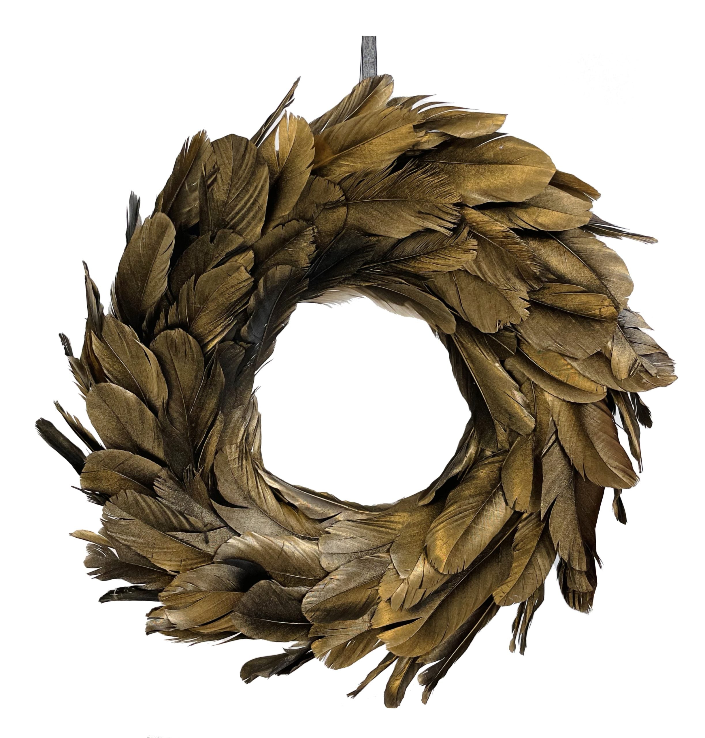 Gold & Black Feather Wreath