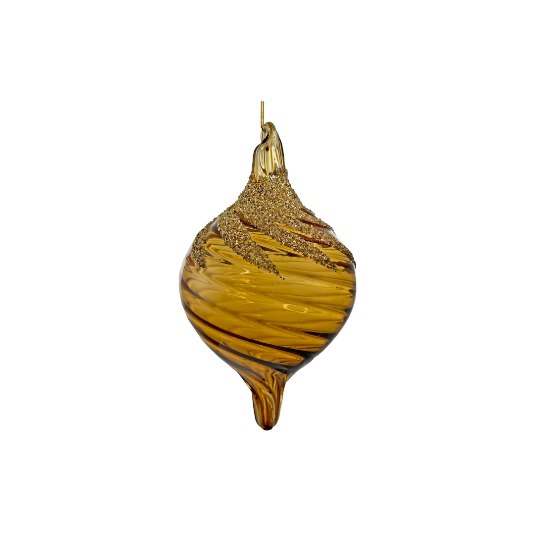 Honey Gold Glass Glitter Spiral Drop