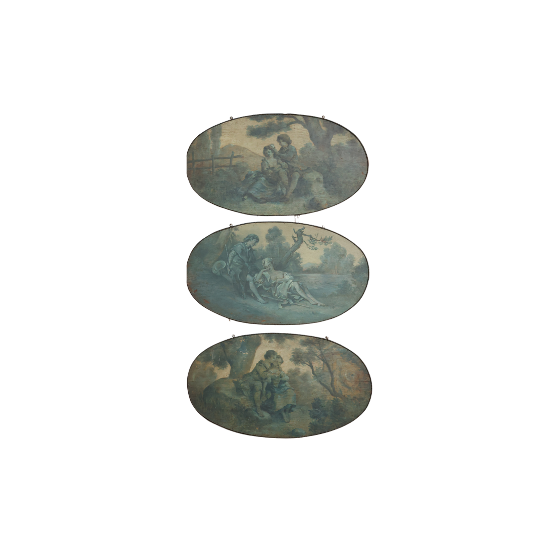 1700 French Oval Wooden Painted Panels (Set of 3) - Thumbnail 4
