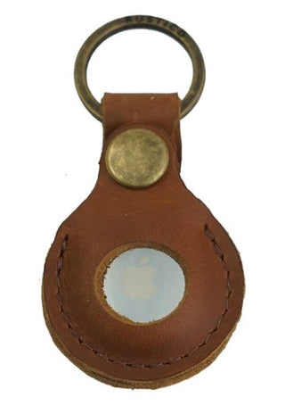 Leather AirTag Case with Key Ring (Saddle) by Rustico
