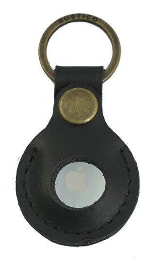 Leather AirTag Case with Key Ring (Black) by Rustico
