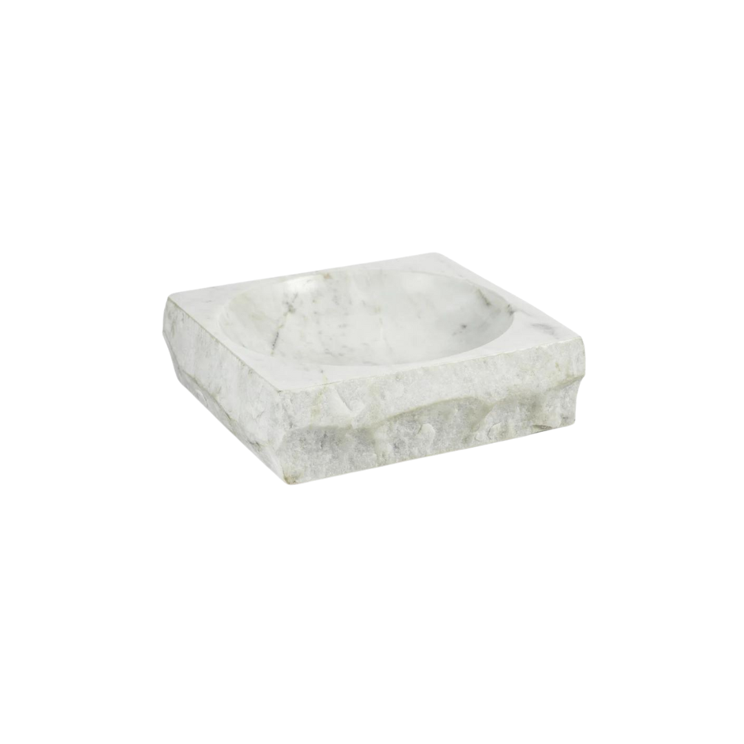 Rock Finish White Marble Square Bowl - Thumbnail 3
