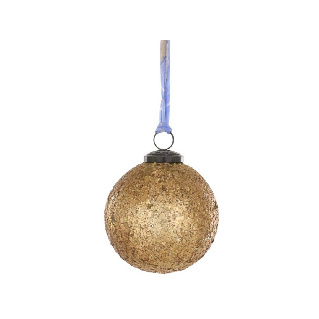 Crushed Gold Bauble Ornament (Large)