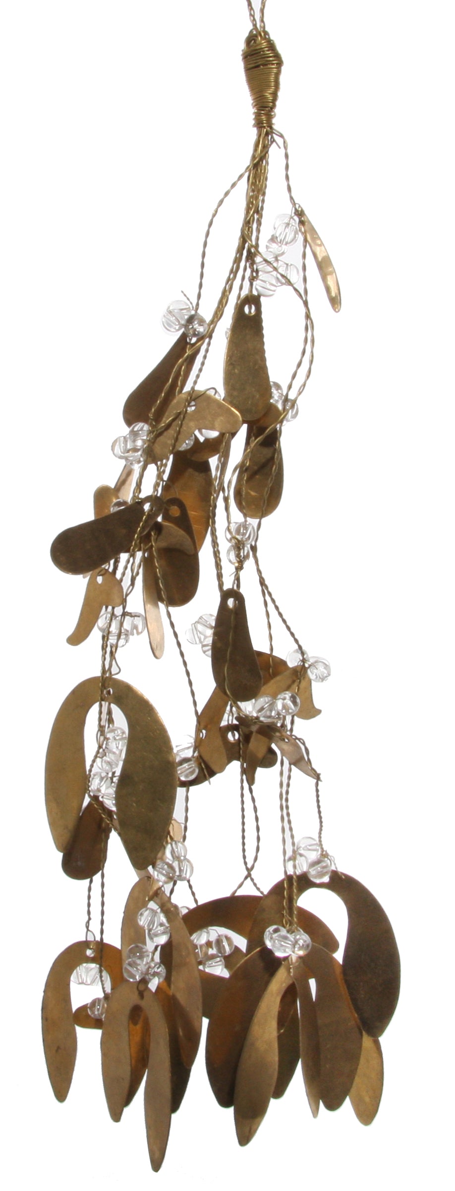Wire Mistletoe Ornament with Brass Leaves & Glass Beads
