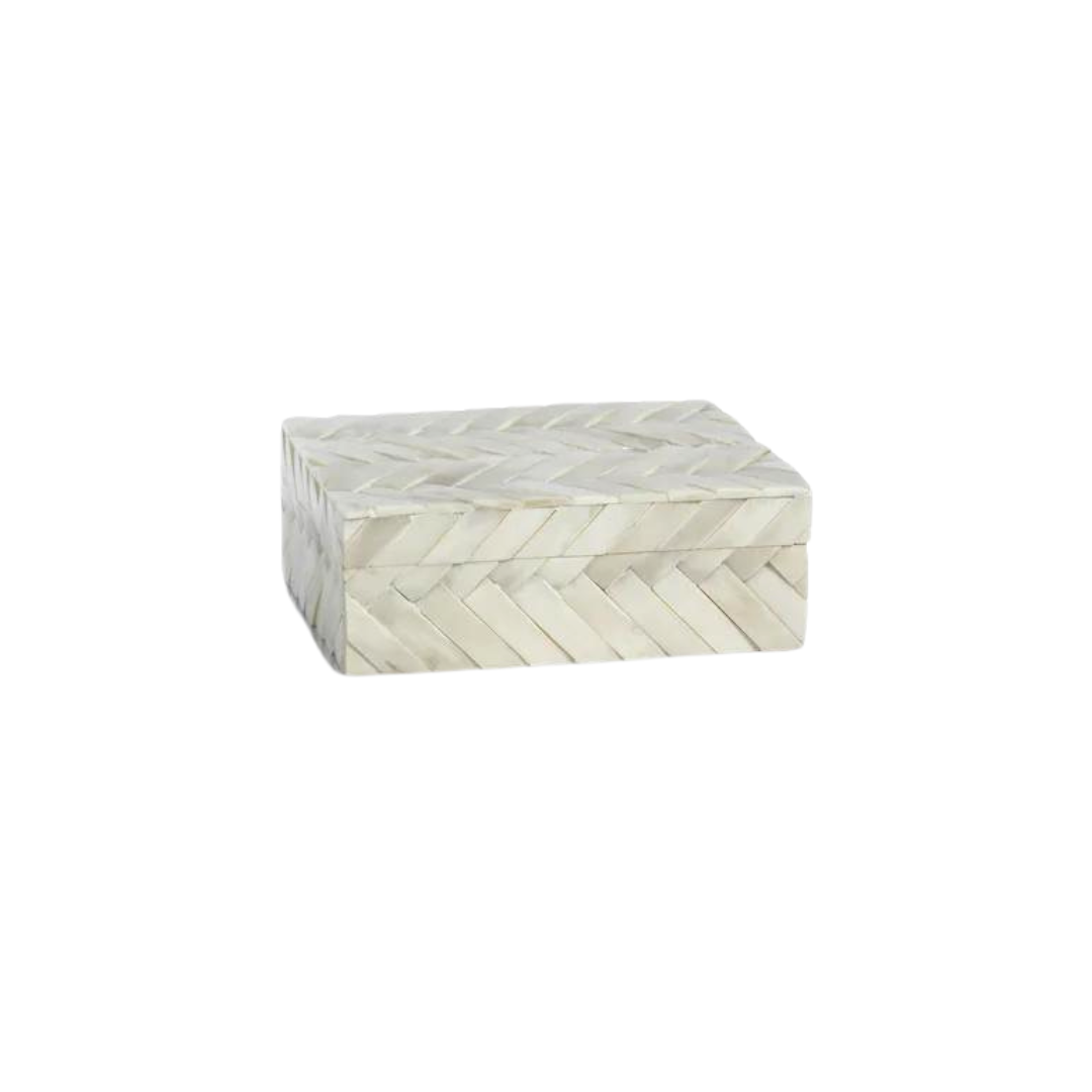 Bone Braided Box (White, Medium)